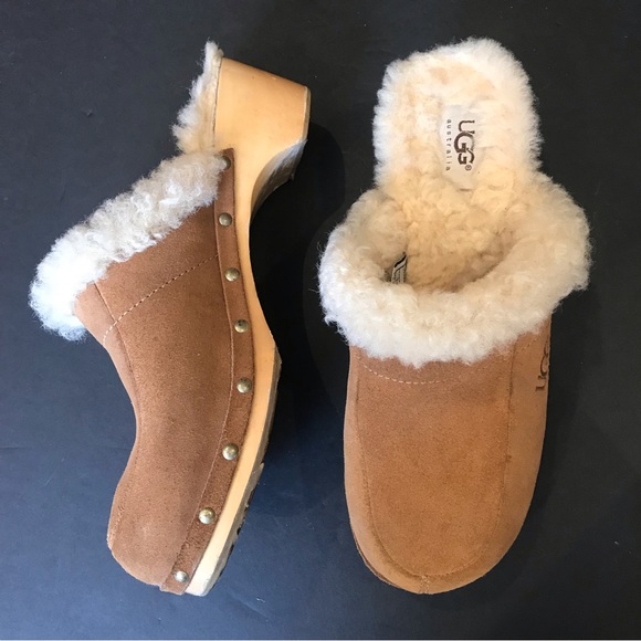 UGG Shoes - Ugg Kalie Clogs, Suede with a Wood Base and Stud Detailing, Size 8